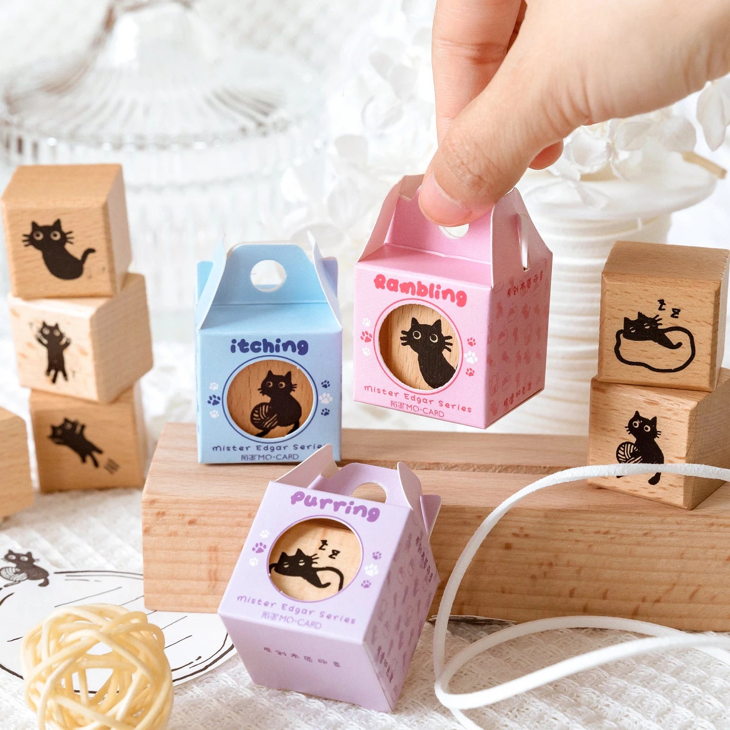 Cute Little Black Cat Decoration Stamp Retro Wooden Rubber Stamps for Scrapbooking Stationery DIY Decorative Craft Standard Seal Qme