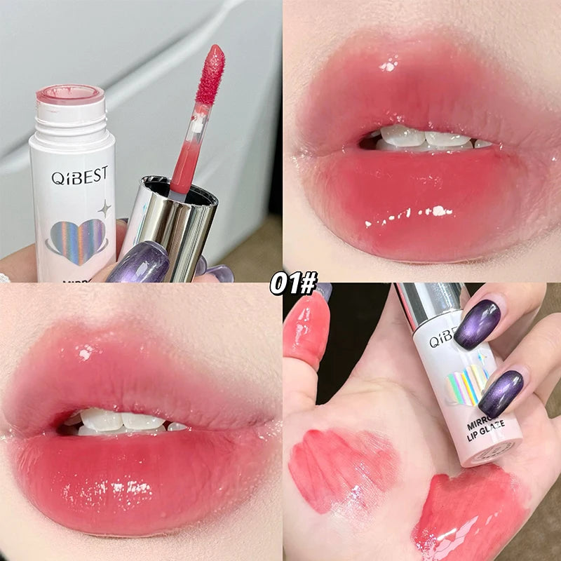 Heart Shape Pom-poms Water Light Lip Llaze Mirror Pendant Lipstick Qme QB09-01