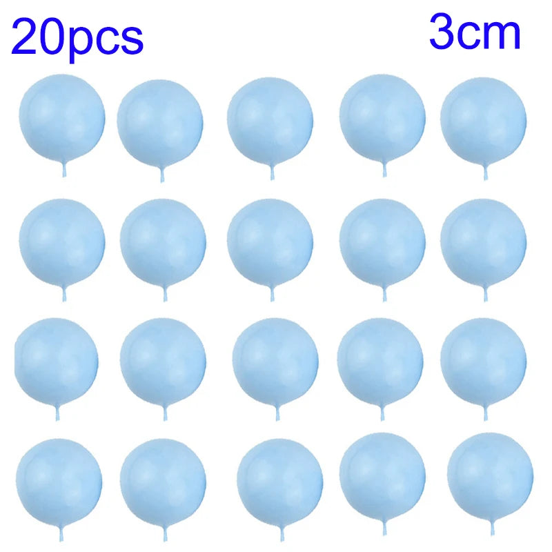 20Pcs Cake Topper Gold Silver Ball Happy Birthday Cake Topper DIY Cupcake Flag Wedding Christmas Ball Decor Birthday Decoration Qme 20pcs-Blue-3cm