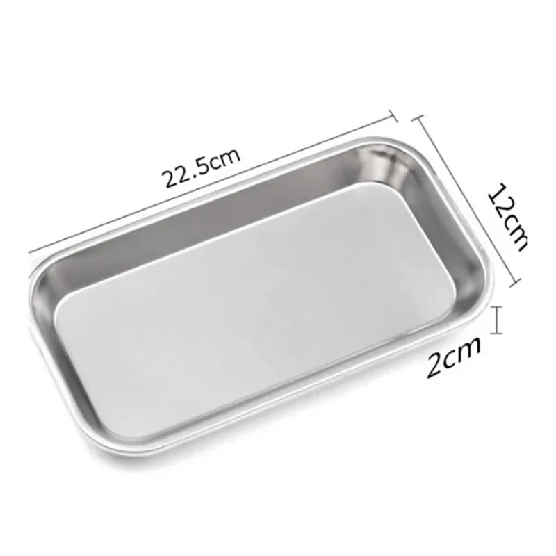 Kitchen Tray Stainless Steel Square Storage Nail Tattoo Dental Qme onesize