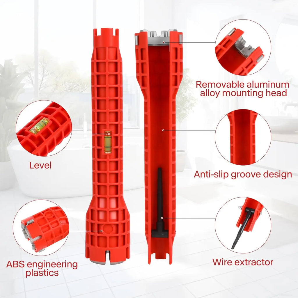 8 in 1 Sink Wrench Multi-functional Plumbing Tool with Level Bubble for Kitchen Bathroom Qme