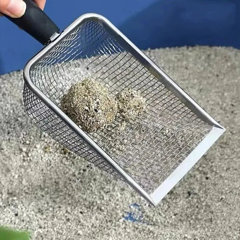 2X2mm Fine Pores Cat Sand Shovel Pet Supplies Stainless Steel Shovel Applicable Small Cat Litter Pet Feces Clean Filter Shovel Qme