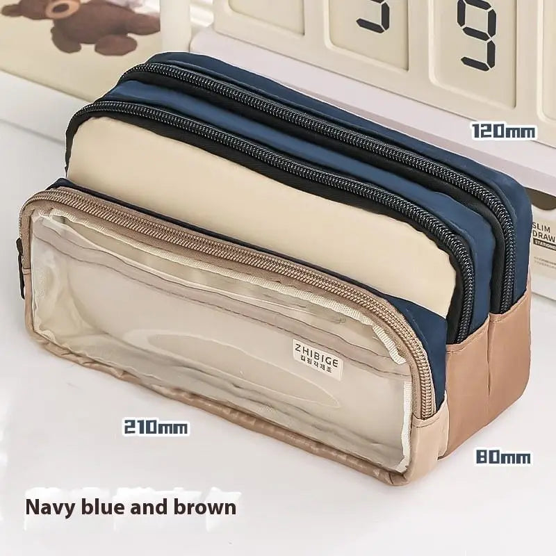 Block Transparent Large Capacity Creative Stationery Bag Qme C
