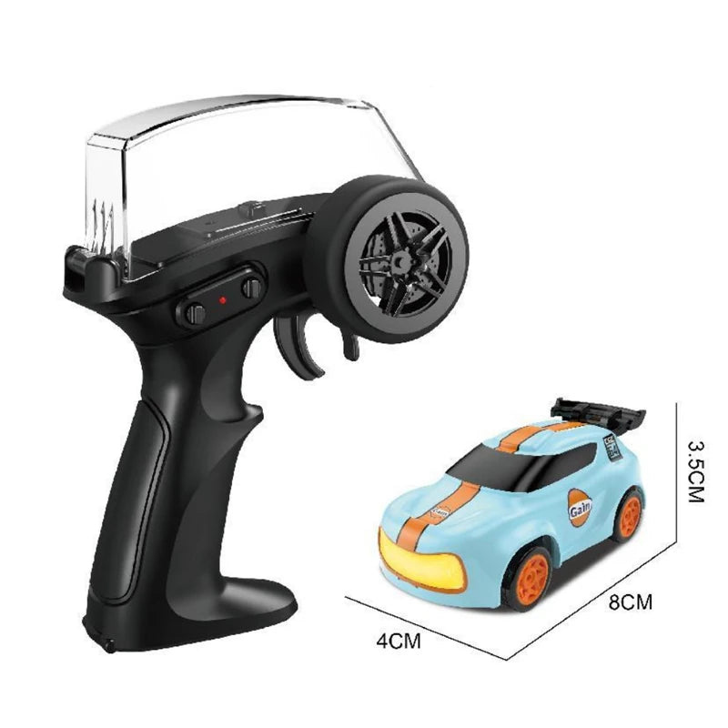 1:64 Desktop RC Drift Car 2.4G High-Speed Racing Car Four-Wheel Mini Desktop Remote Control Car Electric Toy for game party gift Qme Orange