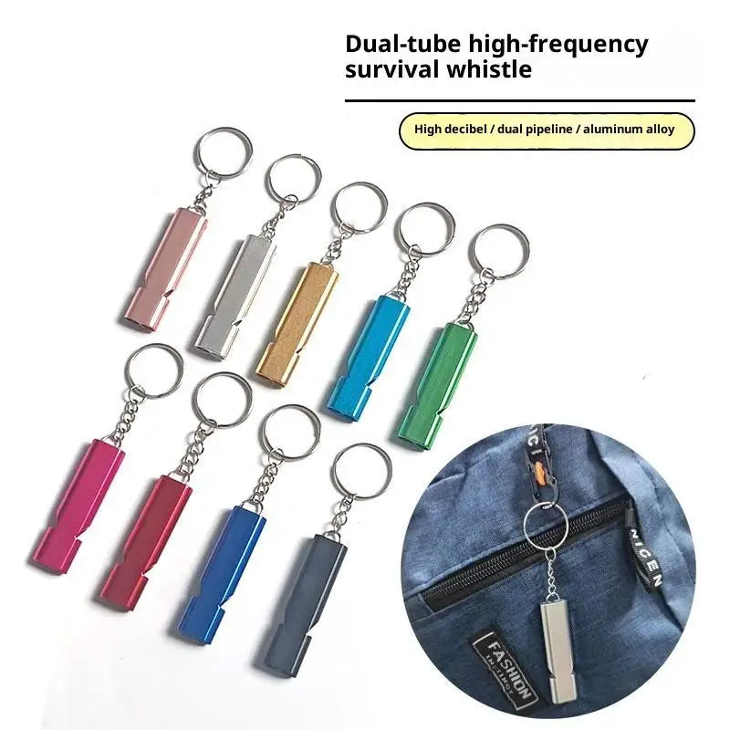 Dual Frequency Survival Whistle Flat Metal Outdoor Hiking Climbing Qme