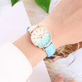 New Fashion Pointer Watch Gradient Leather Wristband Watch Quartz For Women Casual And Versatile Exquisite Cute Compact Watch Qme Sky Blue