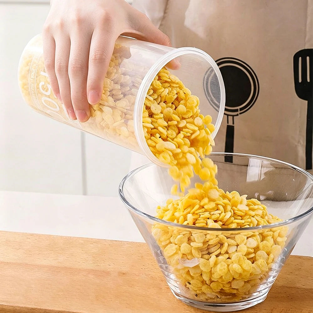 1Pcs Plastic Sealed Tank Large Capacity Crisper Kitchen Organize Grain Storage Box With Scale Clear Jar Spice Container 1000ML Qme
