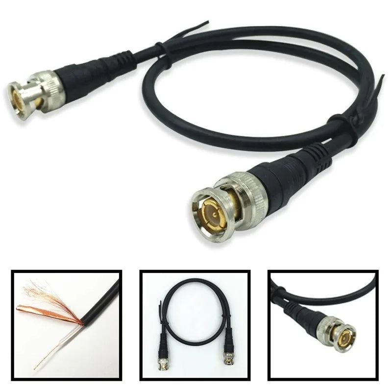 6pcs ESCAM Pure Copper BNC Male To Male Straight Crimp Q9 Head HD Monitor Line Double-head Video Cable 0.5 M Jumper Qme