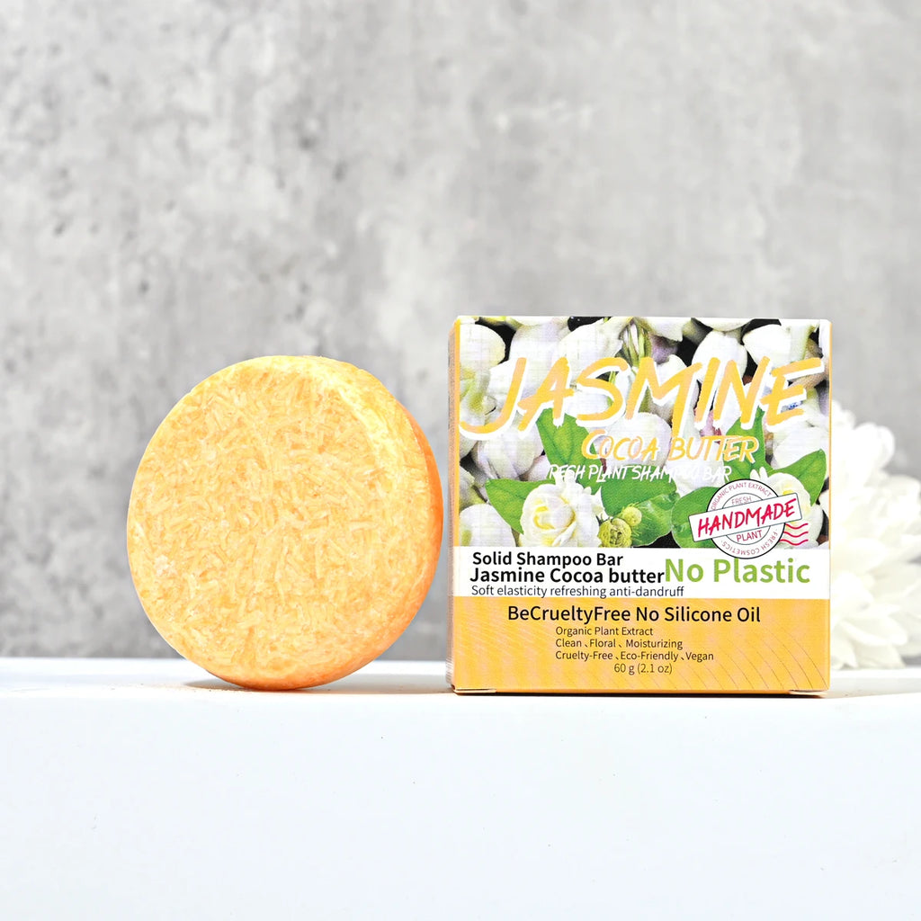 Jasmine Scented Handmade Shampoo Solid Stick Plant Essential Oil Soap Qme