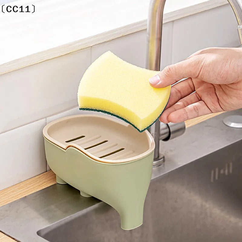 Double Layer Creative Elephant Shape Soap Box Dish Drainable Holder Qme