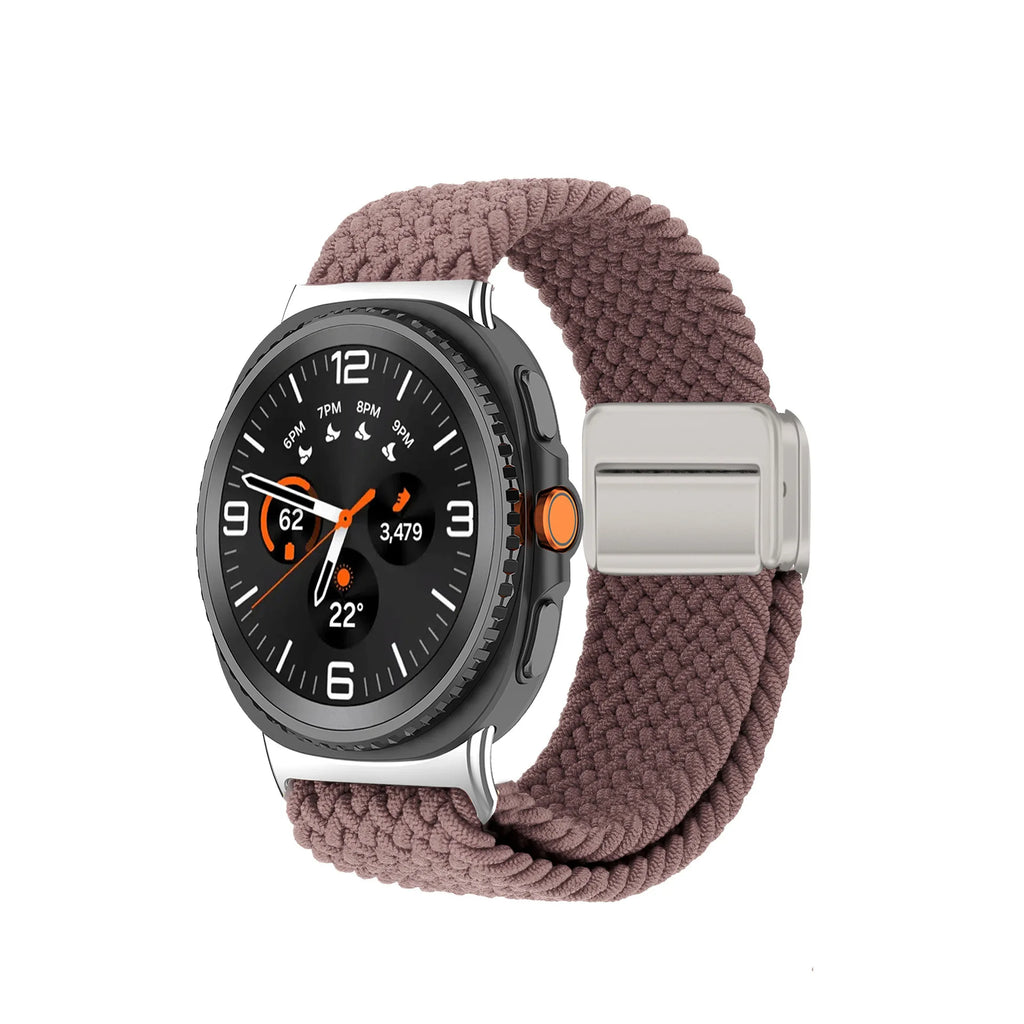 B Built-in Magnetic Nylon Braided Watch Strap For Samsung Galaxy Watch 8 Watch 9, Adjustable Breathable Sports Replacement Band Qme Smoke purple Samsung watch9 8