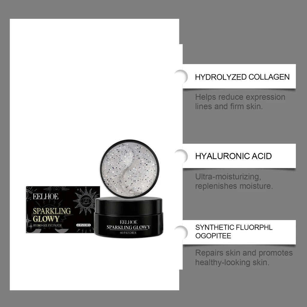 Sparkling Hydro-Gel Collagen Eye Mask Anti Dark Circles Under The Eyes Moisturizing Brightening Anti-Wrinkles Eye Patches Qme