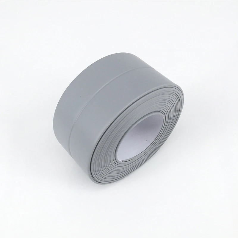 Bathroom Sealing Tape Self-adhesive Oil-Proof Kitchen Sink Caulk Seal Strip PVC Waterproof Shower Wall Sticker for Toilet Corner Qme Grey 3.2M China Mainland|3.8CM