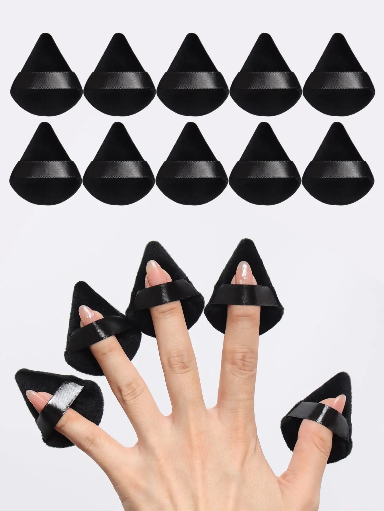 Triangle Shape Velvet Powder Puffs Soft Makeup Blender Sponges Face Qme black