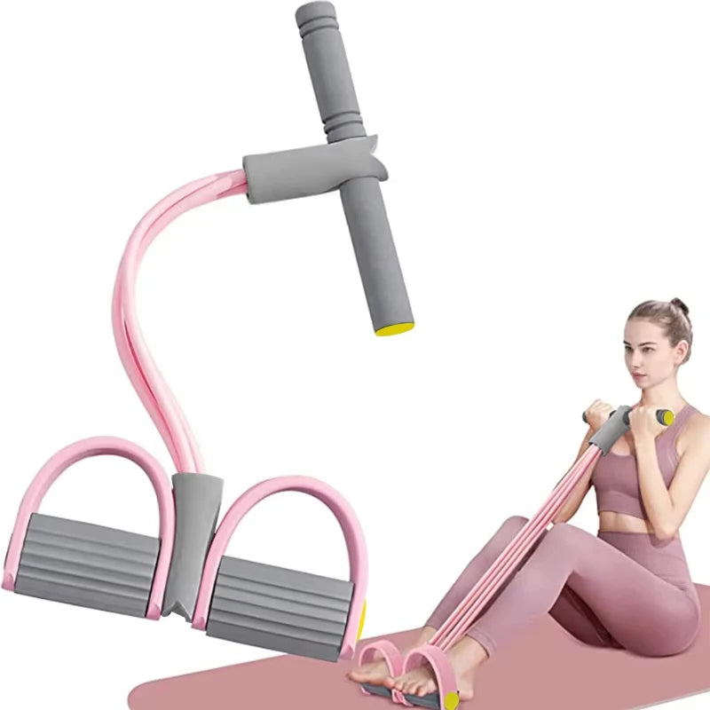 Resistance Bands 4-Tube Yoga Pedal Puller Resistance Band Elastic Pull Rope Fitness Equipment for Abdomen Waist Arm Training Qme