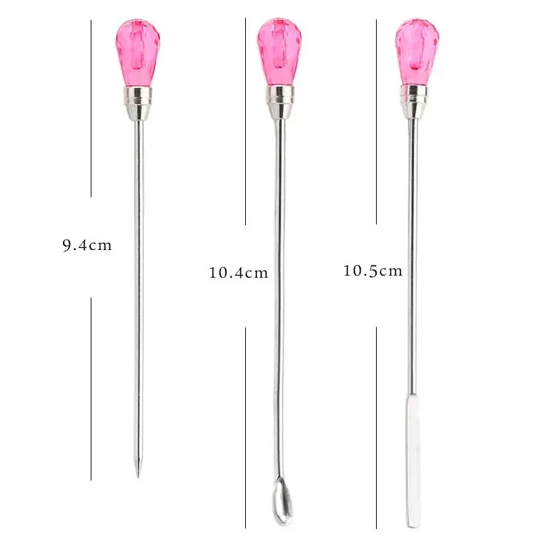 3PCS Poke Needle Digging Power Spoon Stir bar Tool Set For Professional Silicone UV Glue Resin Mold Epoxy Jewelry Making Tools Qme