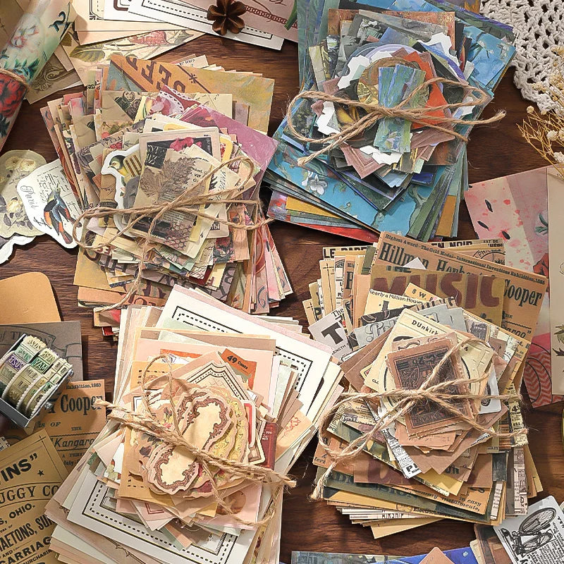 100 pcs/pack Vintage Memo Paper Set DIY Scrapbooking School Supplies Decor Junk Journal Marking Creative Stationery Notes Paper Qme