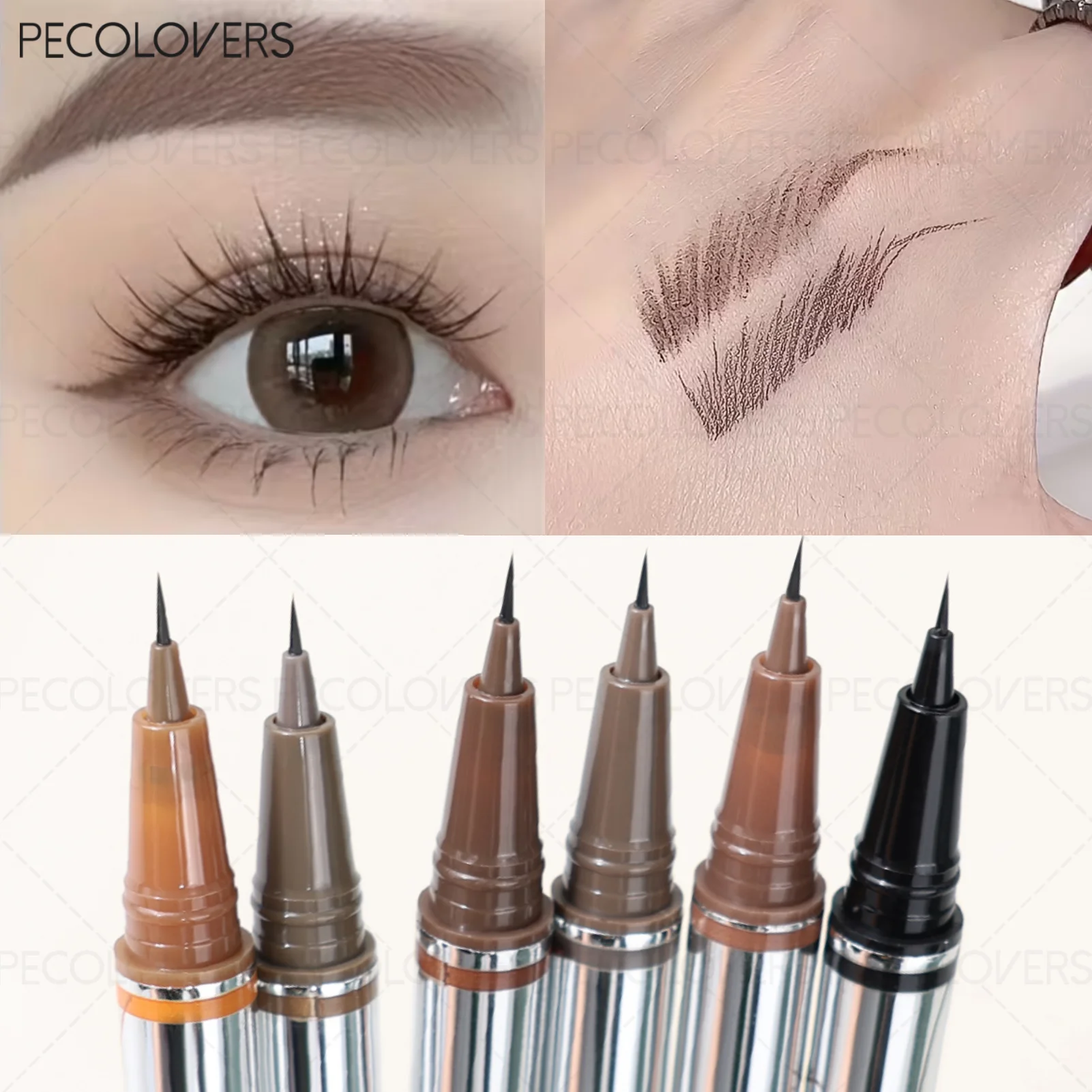 2-in-1 Soft Tip Eyebrow Pencil Eyeliner Balck Brown Waterproof Qme