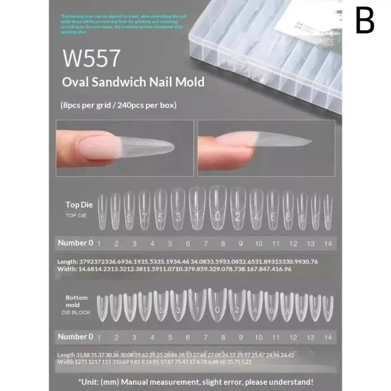 Sandwich Nail Mode Extension Almond Coffin 15 Rapid Dual Forms Bottom Qme B