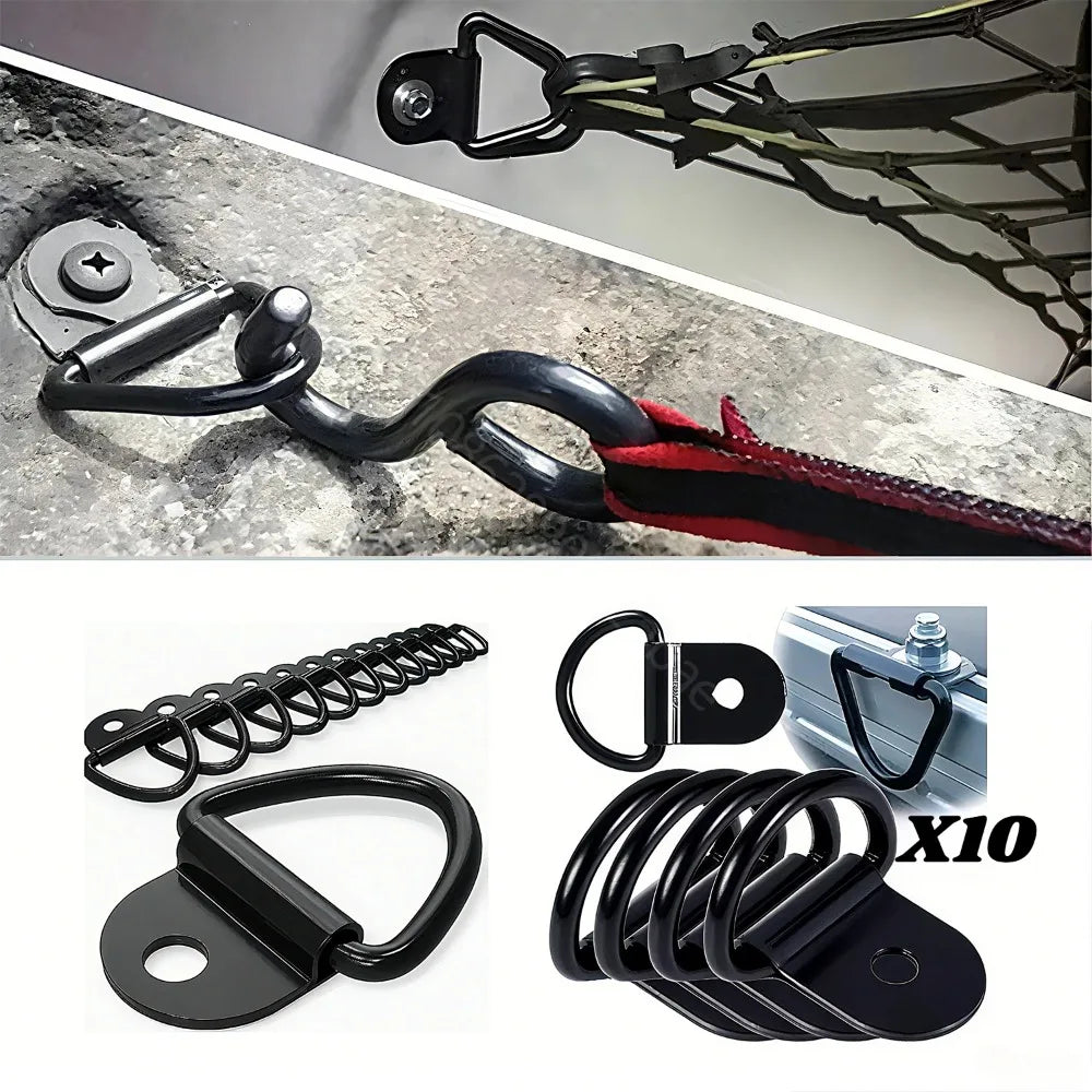 D Rings Tie Down Anchors Ring Pull Hook Iron Lashing Load Fit Car Qme