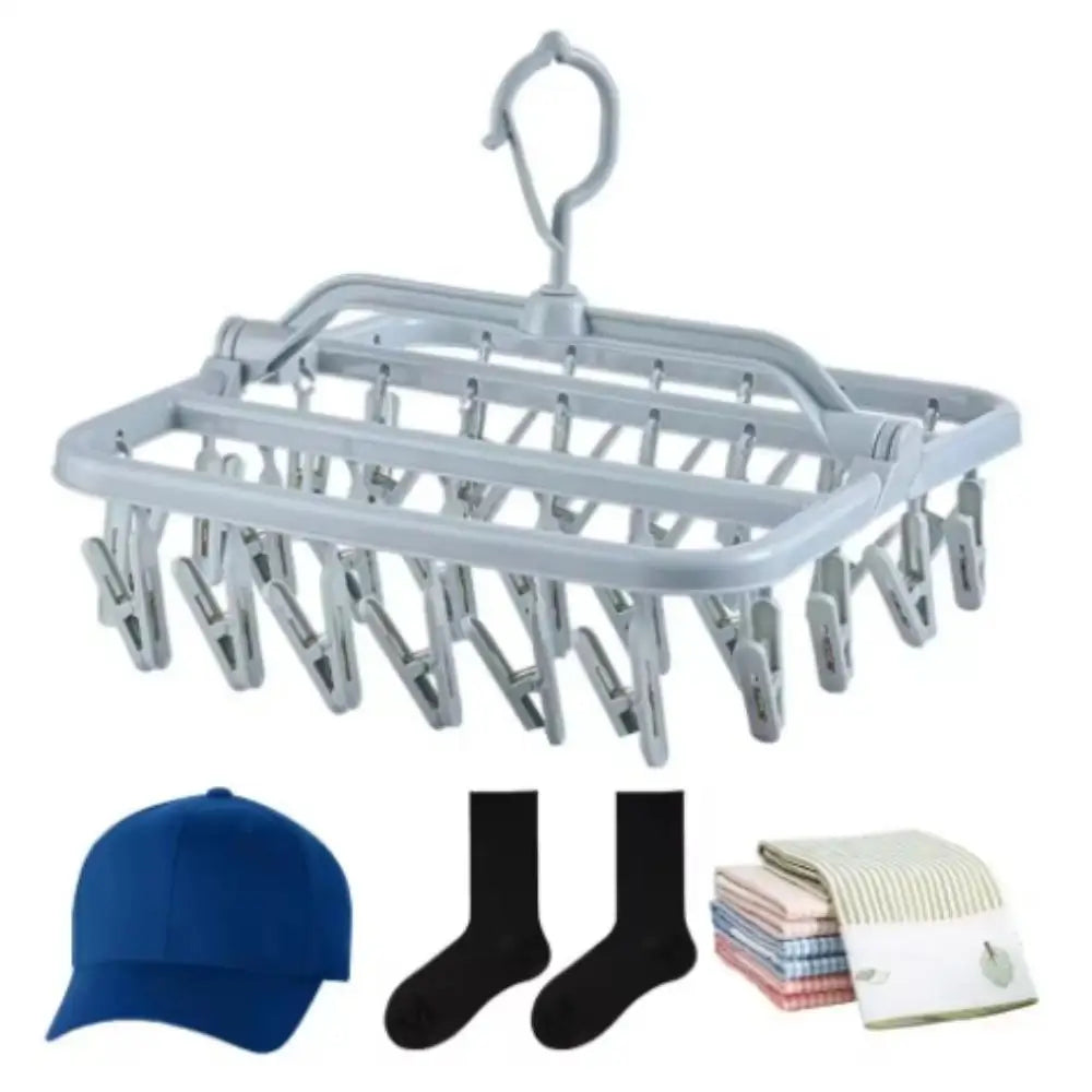 Folding Hangers Multi-Functional Windproof Socks Clip Drying Hangers Household Plastic Clothing Socks Drying Hangers Qme