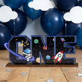 1SET 2D Universe Starry Sky Theme "ONE" Letter Wooden Desktop Decoration, Birthday Party Desktop Decoration Qme Default Title