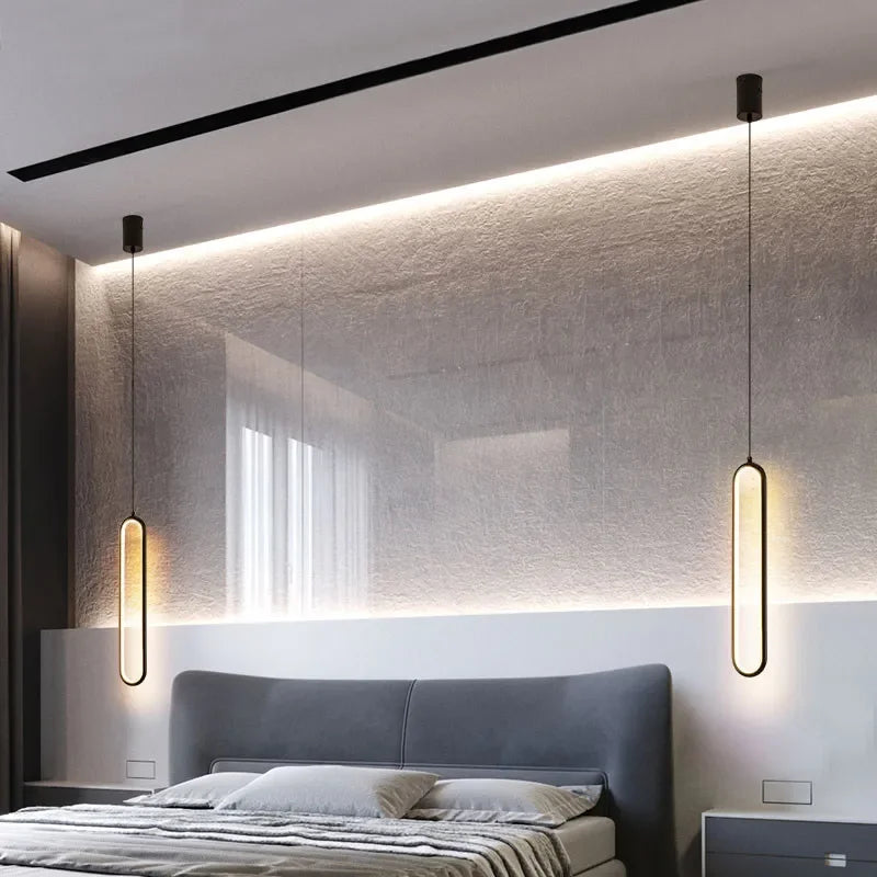 Nordic Suspended Hanging LED Pendant Lights for Dinning Room Kitchen Interior 2m Adjustable Cable Chandelier Lamps for Bedroom Qme