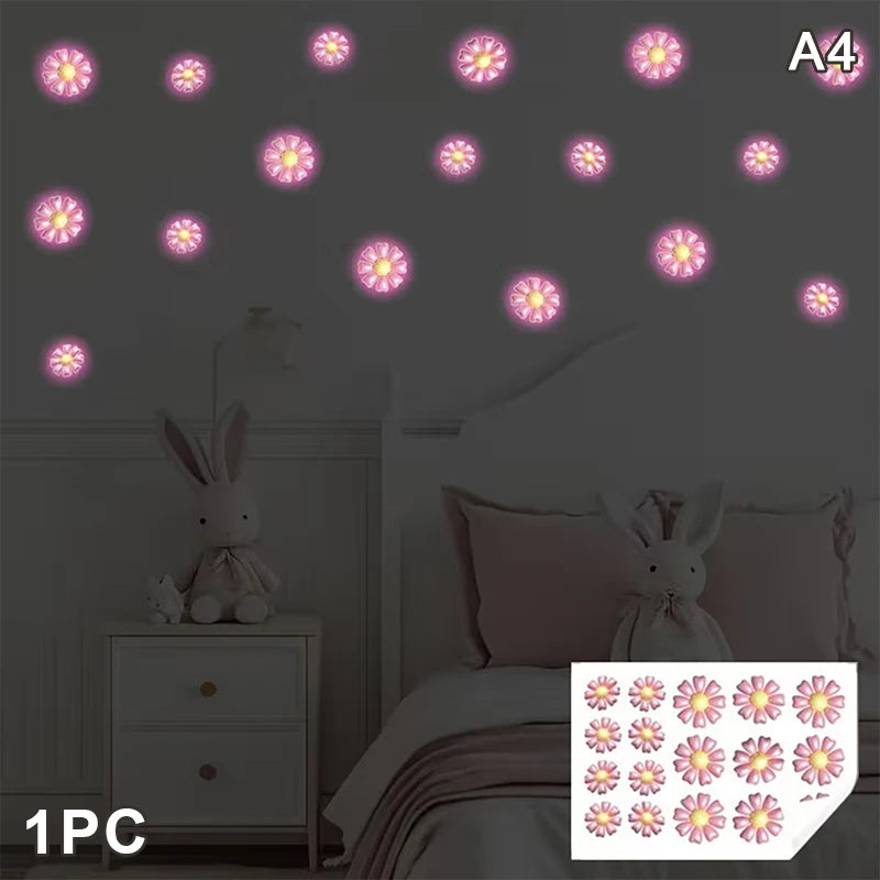Living Room Bedroom Removable PVC Decals Home Decor Glow-in-the-dark Qme A4