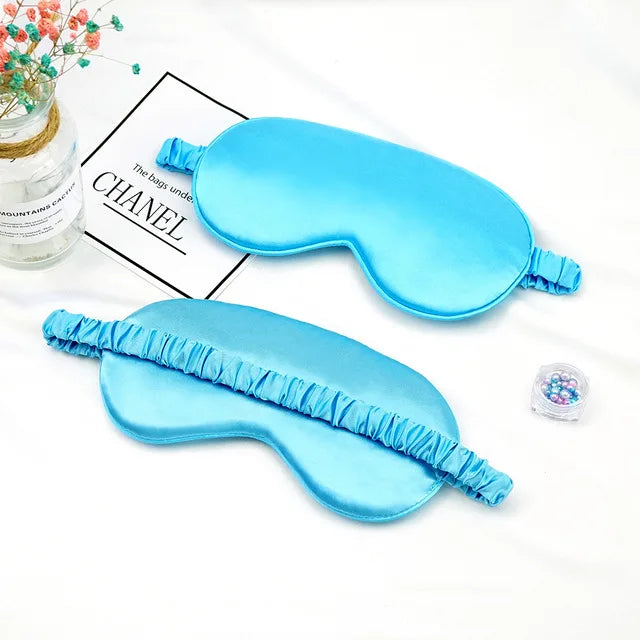 Eye Patch Soft Silk Sleep Mask Eye Masks Coversfor Sleep 100% Blackout Zero Eye Pressure Blindfold with Adjustable Strap Mask Qme Blue