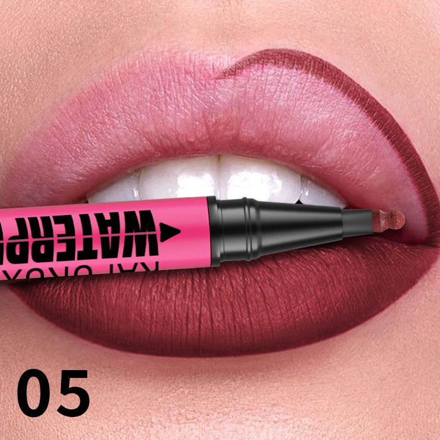 Liquid Matte12-Color Lipliner Pencil Waterproof Plumping Stain Qme 05