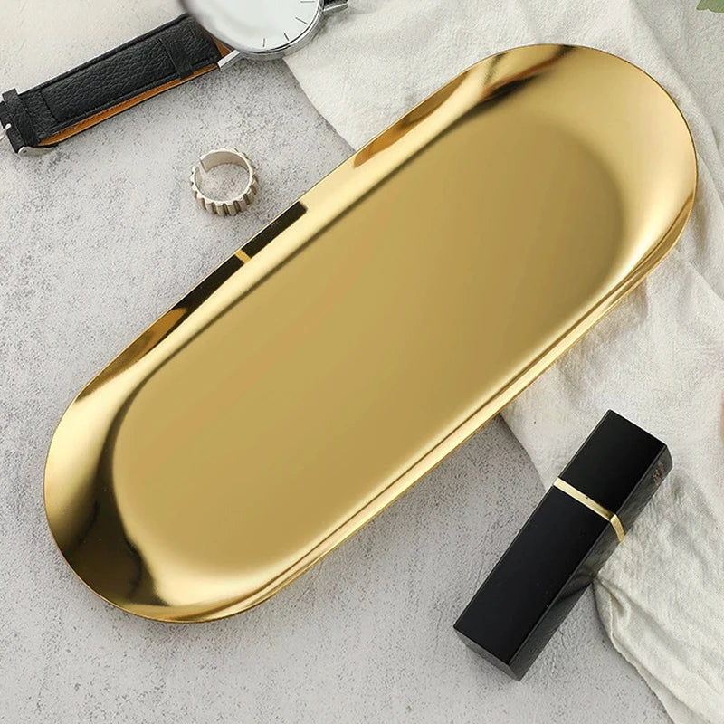 Shape Cosmetics Storage Table Jewelry Tray Multi-functional Home Qme L Gold