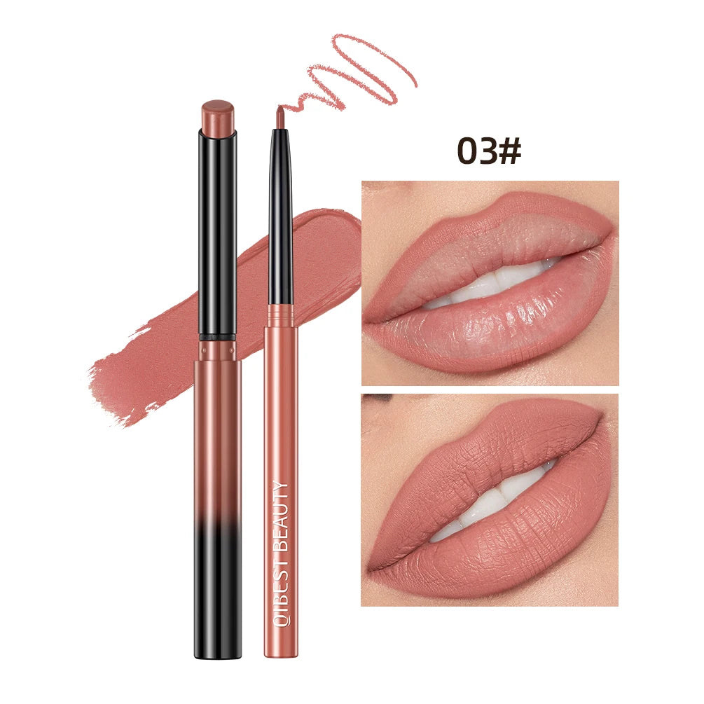 QIBEST 12 Colors Lip Makeup Nude Lipstick Pencil Waterproof Long Lasting Sexy Red Lip Stick Matte Lip Liner Pen Lipstick Qme