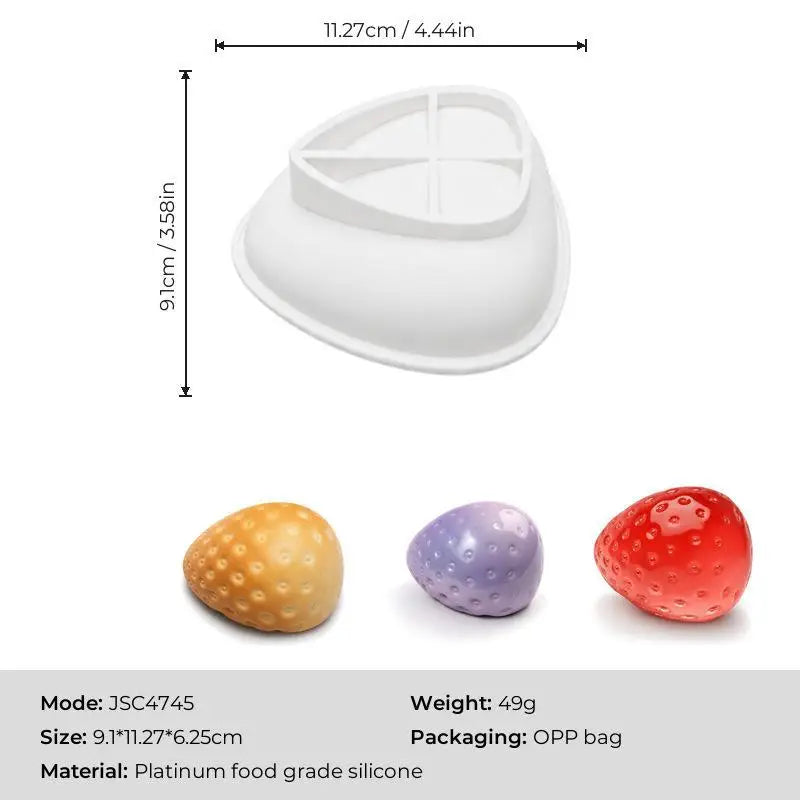 Strawberry Ice Cube Tray Silicone Moulds Candy Cake Cupcake Soap Qme one size White