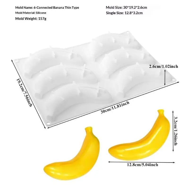 6 12 Cavity Banana Mousse Cake Silicone Mold DIY Chocolate Pudding Qme A