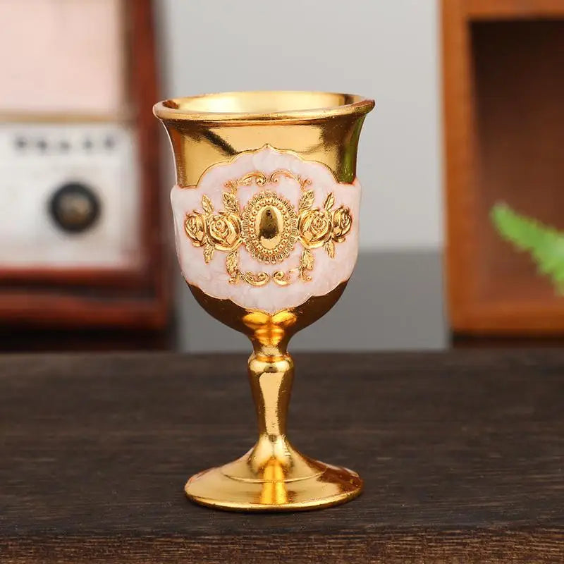 European White Wine Cup Vintage Glass Classic Metal Drinkware Goblet Qme golden white