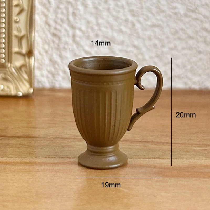 Dollhouse French Retro Mini Foot Relief Mark Coffee Cup Handle Qme A12