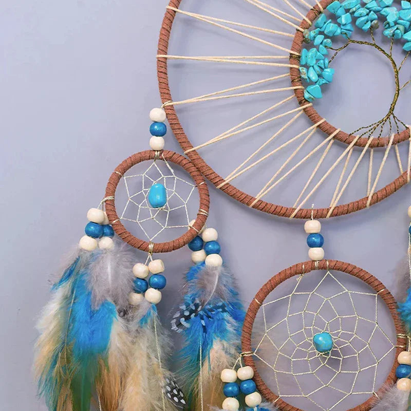Dream Vintage Wind Chime Hanging Ornament Home Decor Indian Natural Stone Tree Of Life Dream Wall Decor Qme