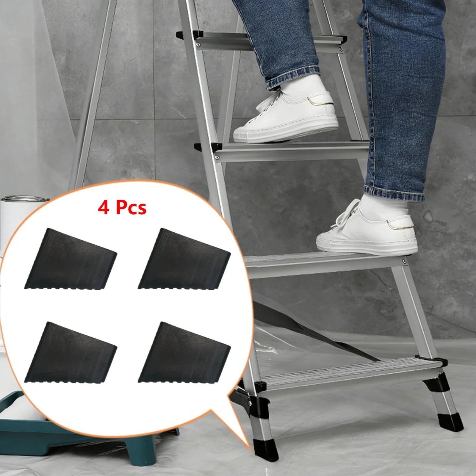 2/4Pcs Step Ladder Feet Covers Versatile Ladder Leg Covers Non-Skid Ladder Pads Rubber Foot Pad Insulating Foot Sleeve Qme 4pcs