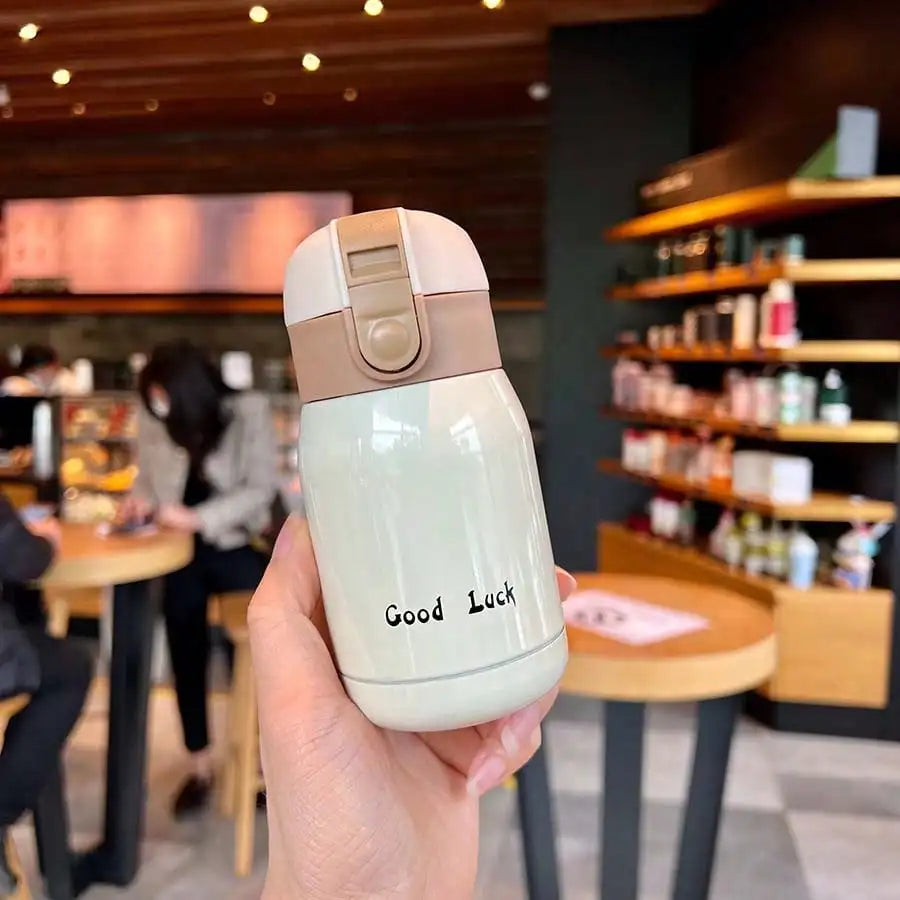200 Lucky Mini Vacuum Cup Stainless Steel Bottle Cold Beverages Qme Beige 200ml 201-300ml