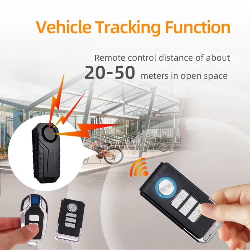 Bicycle Motorcycle Vibration Alarm Bike Remote Control Wireless Qme
