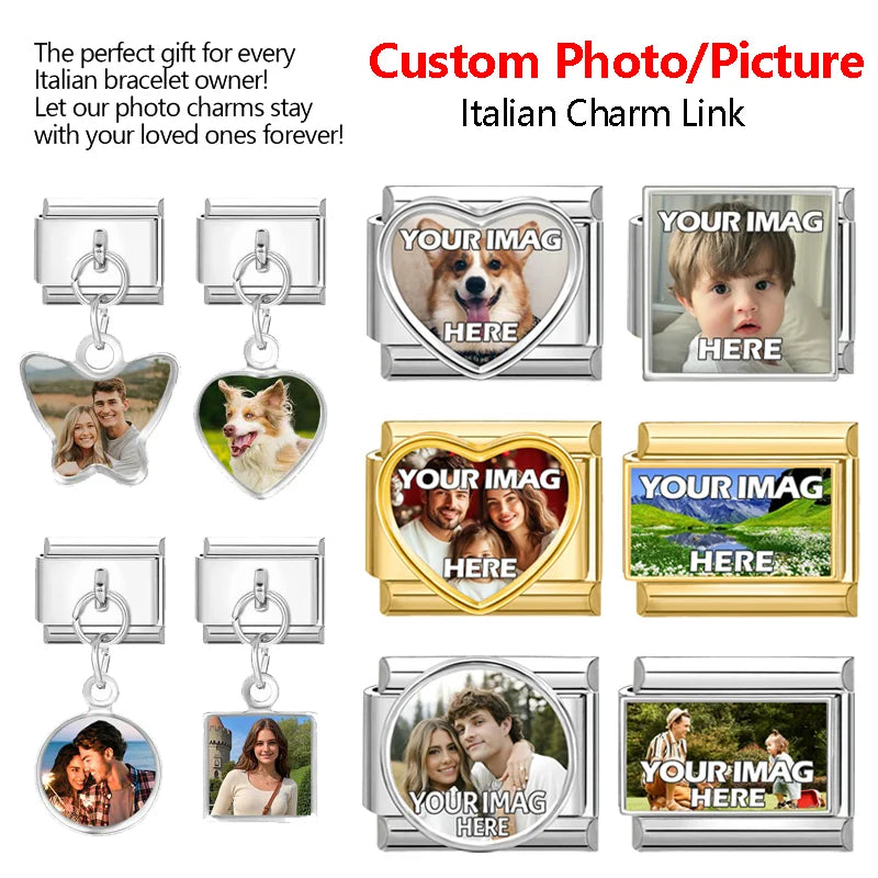 2026 New Stainless Stee Bracelet Italian Charms DIY personalized photo picture frame creation titanium splicing module bracelets Qme