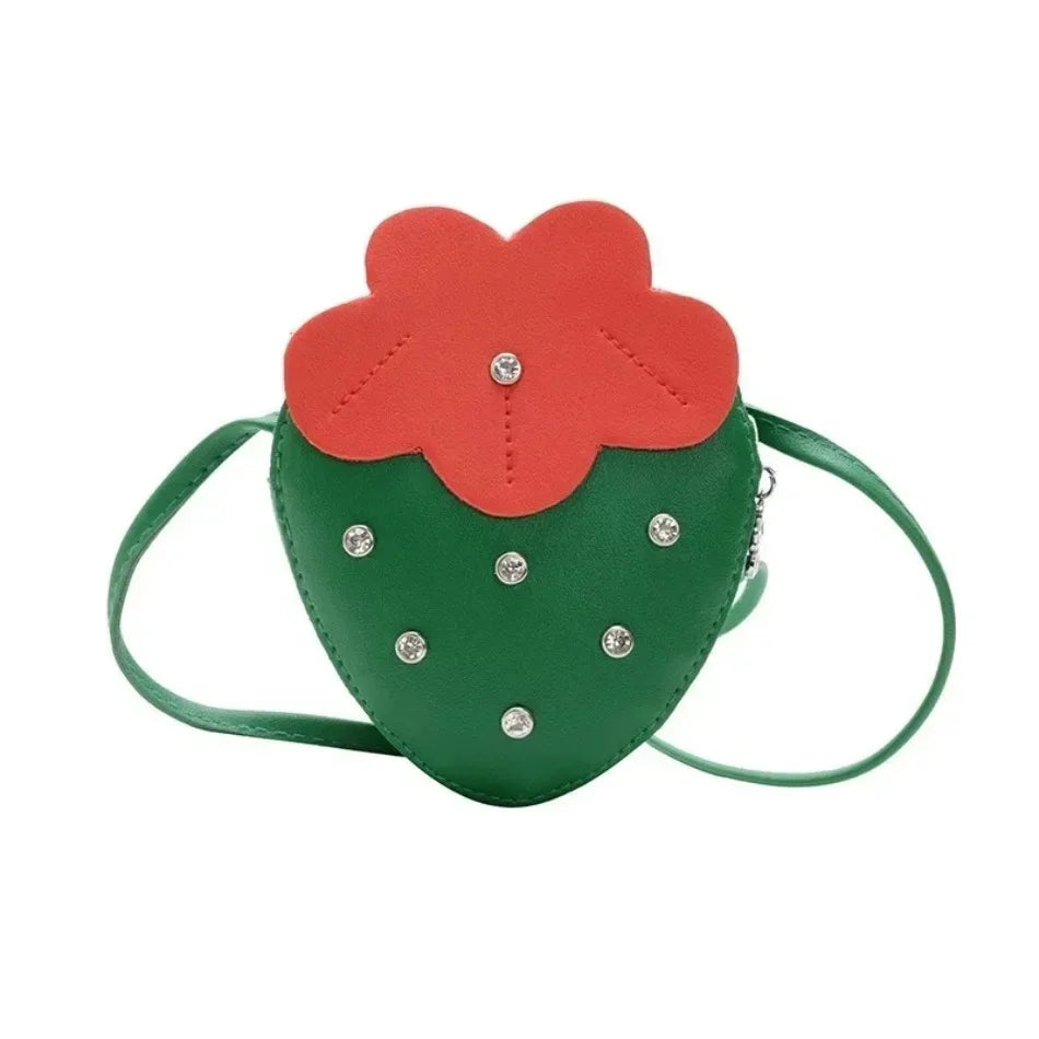 Kids Girls Cute Cartoon Strawberry Mini Coin Purse Princess Messenger Qme