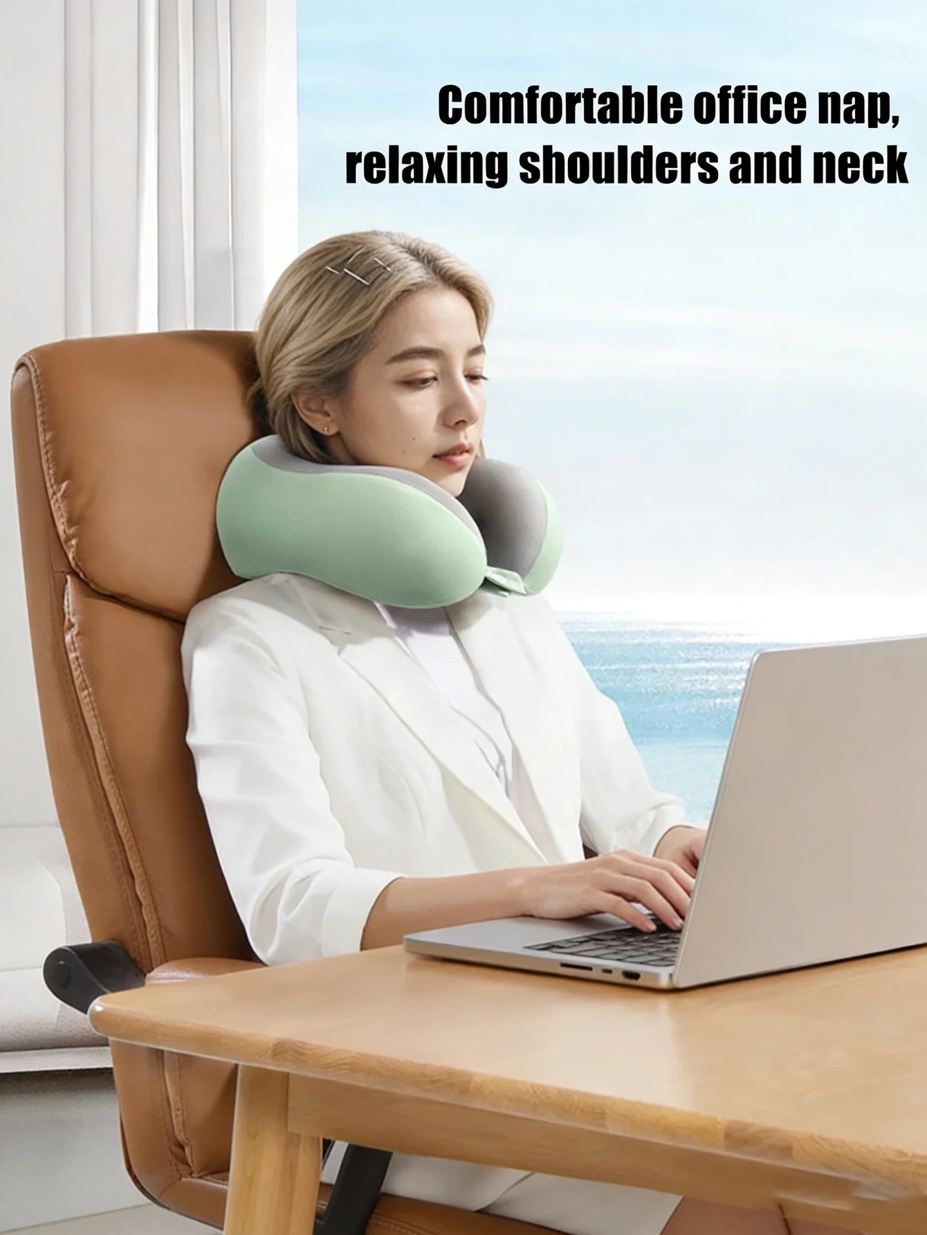 U-shaped Memory Cotton Neck Pillow Portable Travel Nap Office Qme