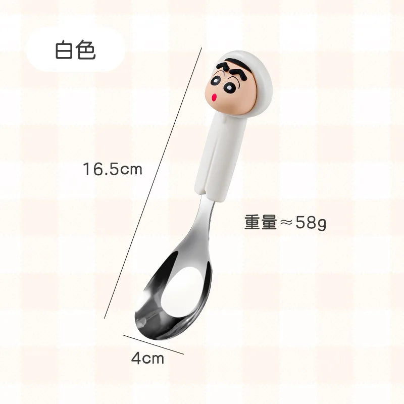 Crayon Shin-chan 304 Stainless Steel Raincoat-Shaped Spoon Cartoon-Themed Eating Spoon Baby Food Spoon Qme 5