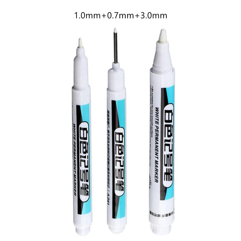 0.7/1.0/2.5mm White Paint Marker Pen Deep Hole Markers Pen Set Waterproof Permanent Oily Pens for Rock Wood Glass Tiles Qme 0.7-1.0-2.5 3pcs
