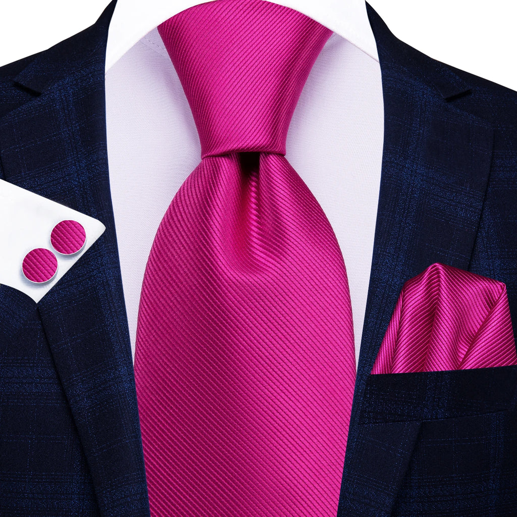 Hi-tie Men's Ties Solid Pink Green Jacquard Necktie Accessories Daily Qme