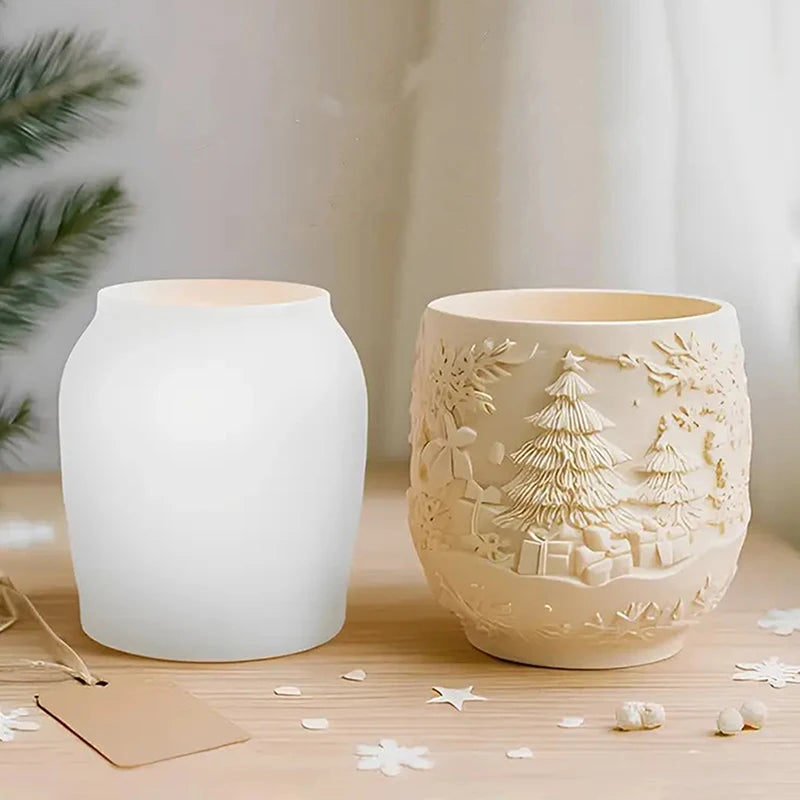 Christmas Silicone Mold, Suitable For Making Flower Pots, Candles, Storage Boxes - Non-sticky Soft Reusable DIY Mold Qme