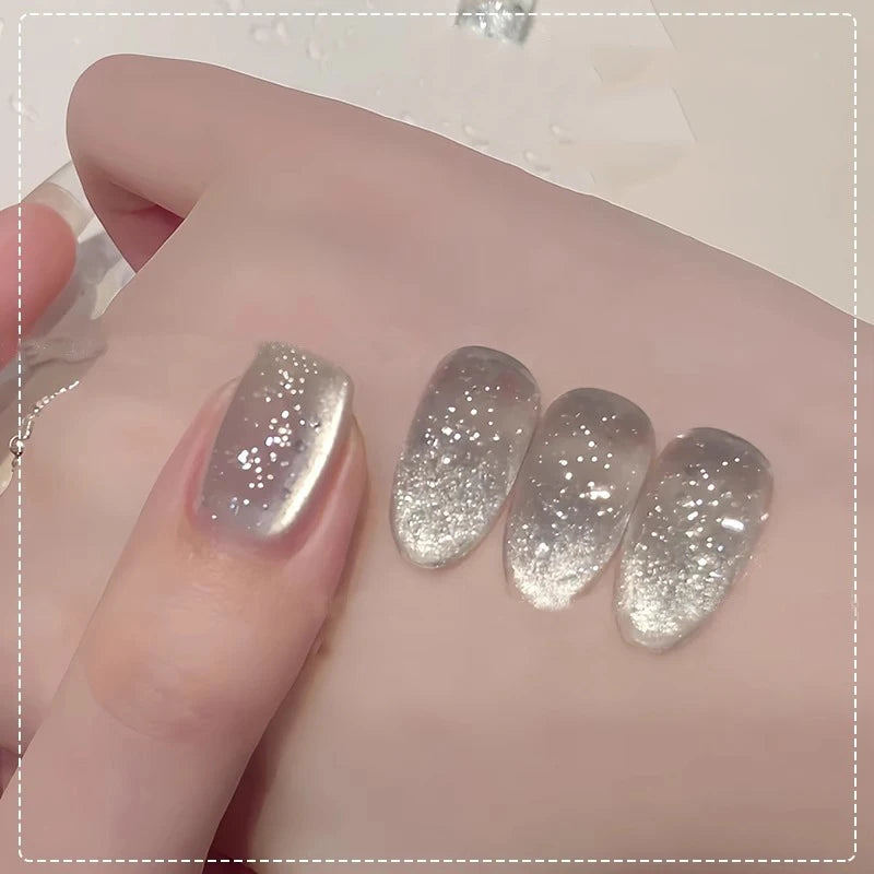 Summer Bubbly Cat Eye Gel Polish, Deep Sea Blue Sparkle Glass Bead Magnetic Nail Gel, 2026 New Shimmer Soak Off Gel for Nail Art Qme