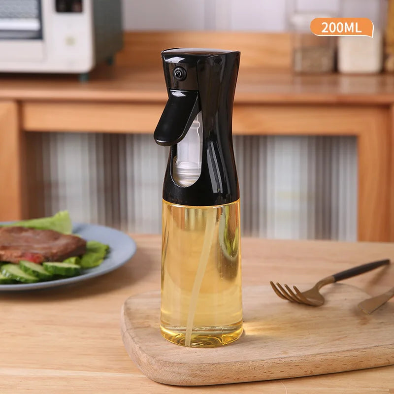Oil Spray Bottle For Cooking Kitchen Olive Oil Sprayer For Camping BBQ Baking Vinegar Soy Sauce 200ml 300ml Kitchen Accessories Qme Black 200ML