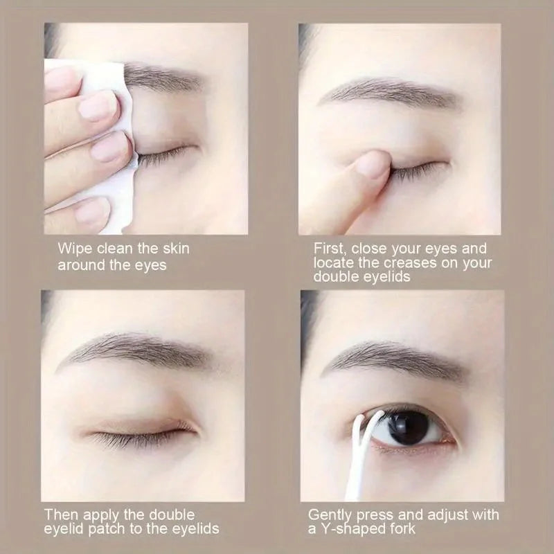 600pcs Ultra-Thin Clear Beige Eyelid Tape Stickers | Long-Lasting Lifter for Natural Big Eyes Look with Tweezers Qme